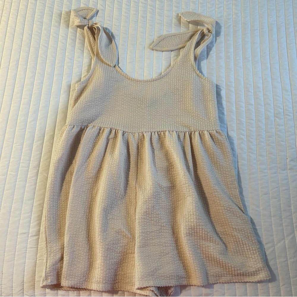 Urban Outfitters Cream Textured Romper